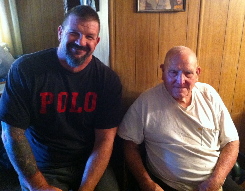 Walter Fees at home with fellow E&B employee David Gifford, who recommended him for Hometown Heroes
