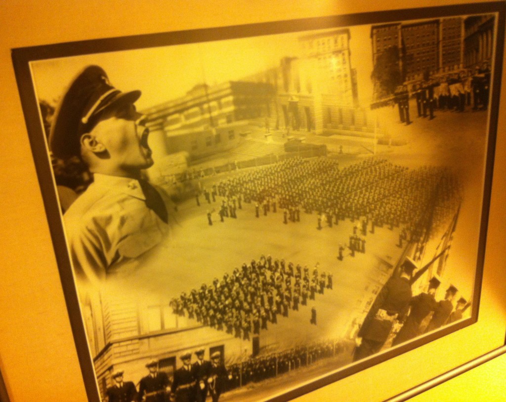 Dick calling out orders at midshipmen's school at Columbia University in New York.