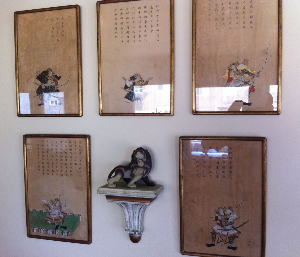 Rare pieces of Samurai art given to Dick by the older Japanese man (and Harvard grad) he encountered while scouting out a beach for a potential landing at the end of World War II.