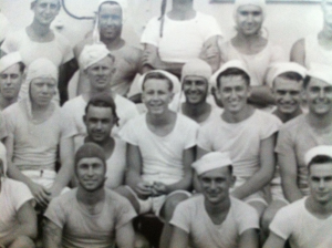 Gordon Scott (smiling, center) as a teenage Navy enlistee.