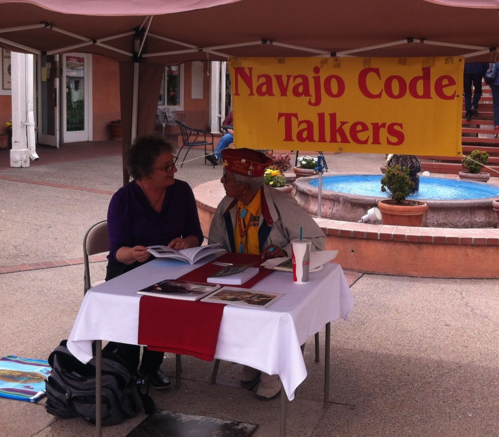 Bill Toledo sharing the legacy of the Navajo Code Talkers in Old Town Albuquerque.