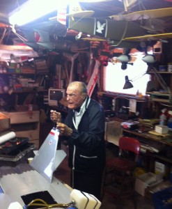 Robert Thacker in his model airplane-filled garage. For more photos, visit the Hometown Heroes facebook page.