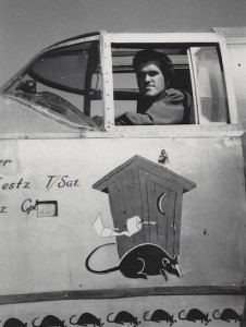 Richard Emler in the cockpit of his B-25J