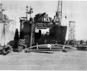 Ivan Hudson served on LSM-107, shown here unloading supplies on a Pacific beach.