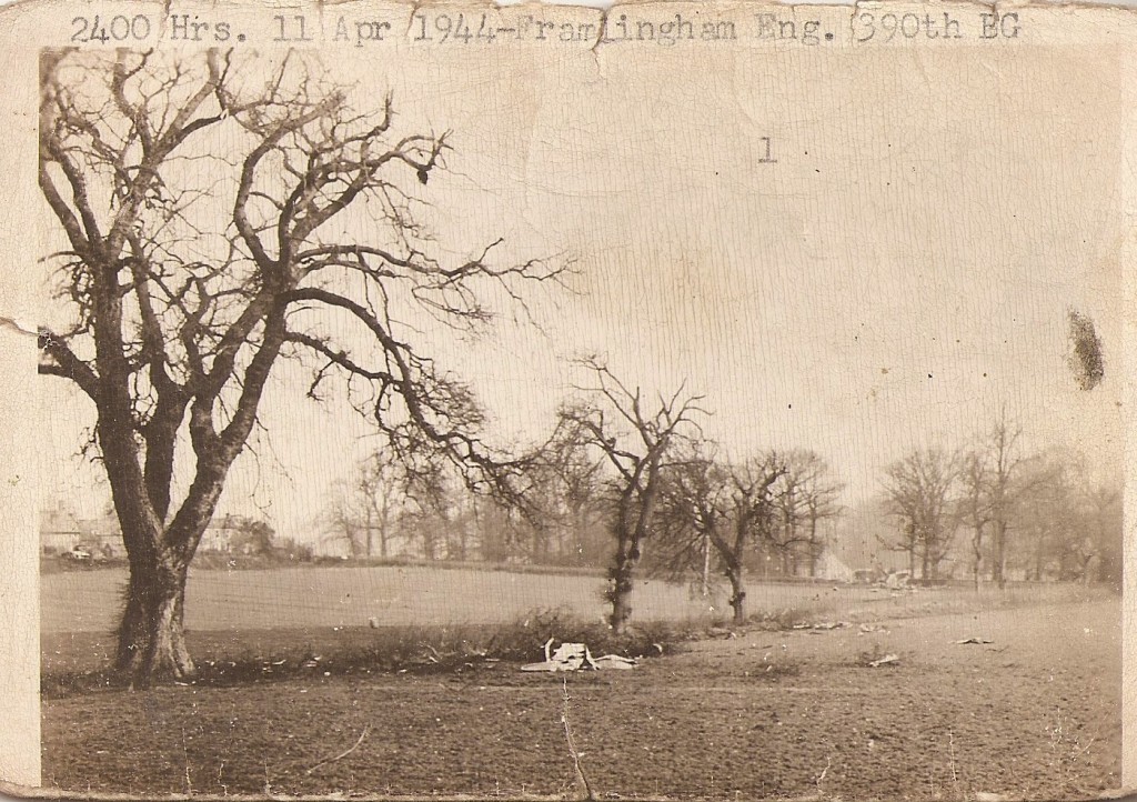 One view of the crash site from the early morning hours of April 12, 1944.