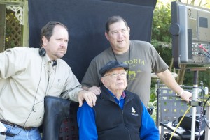 Rodney (left) and Terry Ray with their father, Asa, on the set of Flag of My Father.