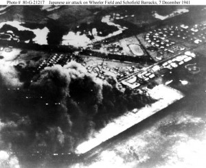 Wheeler Field and Schofield Barracks under attack on December 7, 1941.