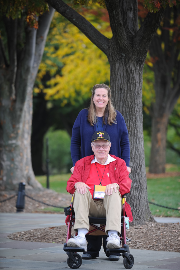 WWII Navy veteran Harlan Ellis, with his daughter, Sue Dotters. (photo by Kendyl Day)