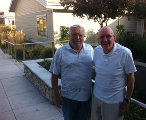 Gordon Caldis (right) with fellow Veterans Home resident Ray Lazar, who recommended Gordon as a guest on Hometown Heroes.