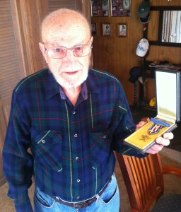 Jim Henderson with his Silver Star, awarded for "gallantry in action."