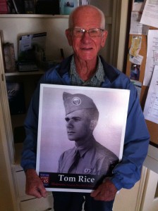 93-year-old Tom Rice showing us what he looked like as a WWII paratrooper.