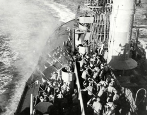 20mm anti-aircraft guns on the USS Colorado firing during the Battle of Leyte Gulf.