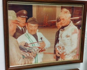 Bill Gornik during his tie cutting ceremony with Barry Goldwater in 1969.