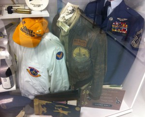 Among Bill's memorabilia on display at the Warhawk Air Museum is his WWII flight jacket, with the horseshoe insignia of the 491st Bomb Squadron stitched on.