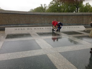 Leon Christensen with grandson Daniel Deveau at the National World War II Memorial