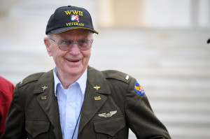 "I was accused of being a chick magnet," Eugene says of the reaction people had to his WWII dress jacket while touring Washington, D.C. with Central Valley Honor Flight. (photo by Kendyl Day)