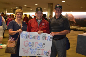 George with friends Kan and Sandy Trapp after coming home from his Central Valley Honor Flight journey to Washington, D.C.