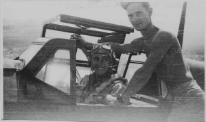 Ed Ellington was the first American pilot to fly a German ME-109 after the capture of Sicily. Here he is in the cockpit of that enemy plane.