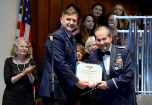 On May 24, 2015, while conducting at the National Memorial Day concert at the Kennedy Center in Washington, D.C., Colonel Gabriel was surprised with the Air Force Exceptional Service Medal.  (U.S. Air Force photo/Scott M. Ash)
