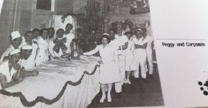 Peggy celebrating Christmas with many of the corpsmen she worked alongside.