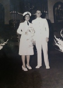 Peggy and Frank Bergthold at their Mare Island wedding in 1946.