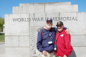 Rick and Charlie at the National World War II Memorial (photo courtesy Rick Geller)