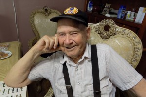 95-year-old Orville Lewis in his Orange Cove, CA home.