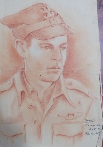 A portrait of POW Lester Beck from his wartime log.