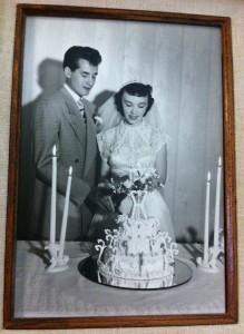 Jim and Pat Roach on their wedding day in 1949.