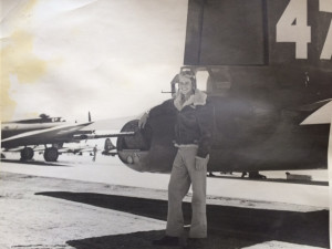 Jim Morris at the tail of a B-17. For more photos, visit the Hometown Heroes facebook page.