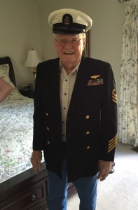 Russ Jenkins still fits into his Navy uniform at age 90.