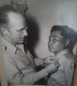 Joe receiving the Distinguished Service Cross in 1945.