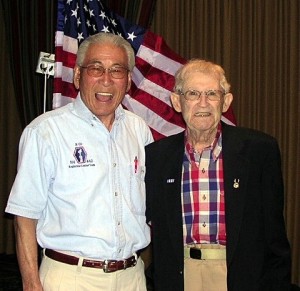 Lawson Sakai with Marty Higgins, one of the 211 "Lost Battalion" soldiers rescued by the 442nd RCT.