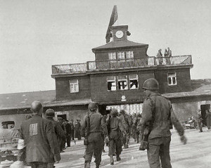 American soldiers enter Buchenwald Concentration Camp in May, 1945 (U.S. Holocaust Memorial Museum)