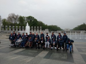 Bob and other veterans at the National World War II Memorial with Honor Flight Southern Nevada (photo by Scott Majewski)