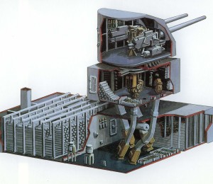 This cross-section of a 5"/38 caliber naval gun gives you a glimpse into Al Peguero's life aboard the USS Reno.