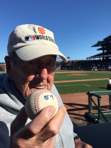 96-year-old Alberto Bertoli watching the San Francisco Giants at AT&T Park. For more photos, visit the Hometown Heroes facebook page.