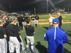 General Titus talking to Air Force Academy baseball players in Fresno, CA in 2016.